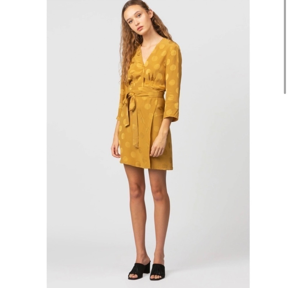 The wolf gang nwt la bamba mini wrap dress polka dot print